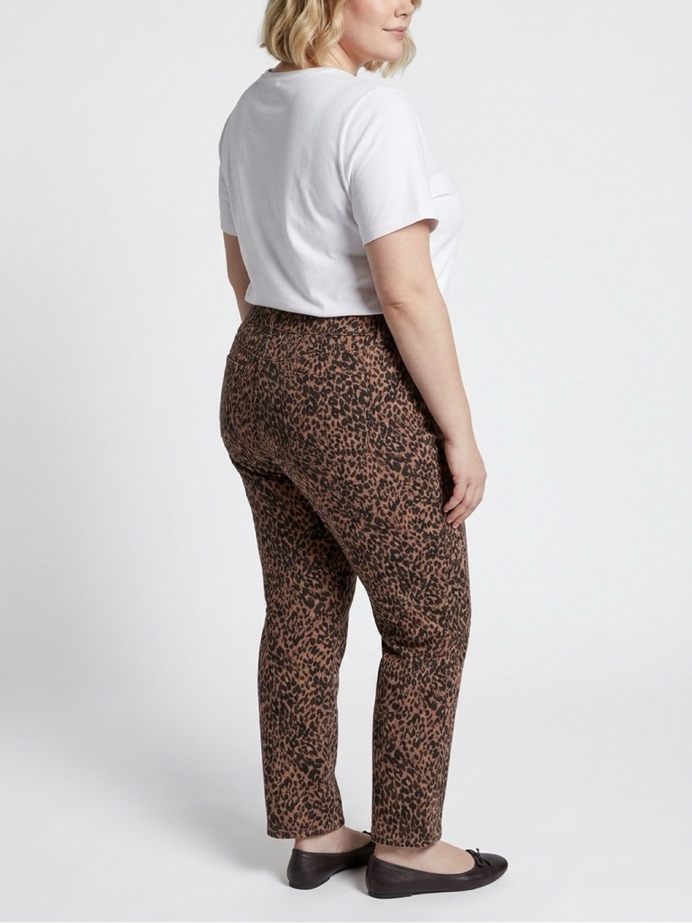Terra & Sky Brown and Black Leopard Straight Leg Jeans - Picture 3 of 8